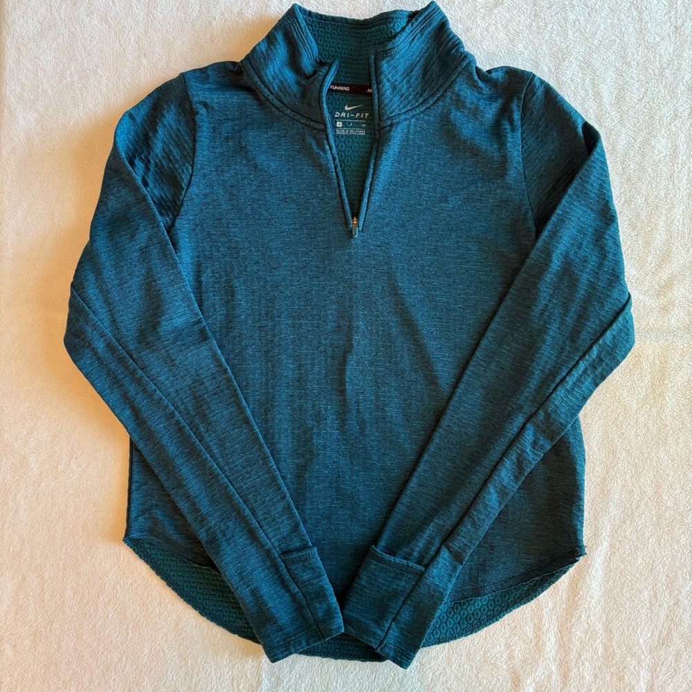 Nike Running Dri-Fit Dark Teal Quarter-Zip Fleece EUC small